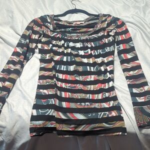 Chic Striped Long Sleeve Women's Top